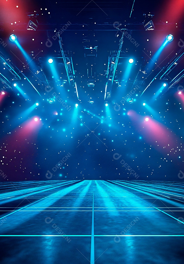 Cenário de Palco iluminado com luzes