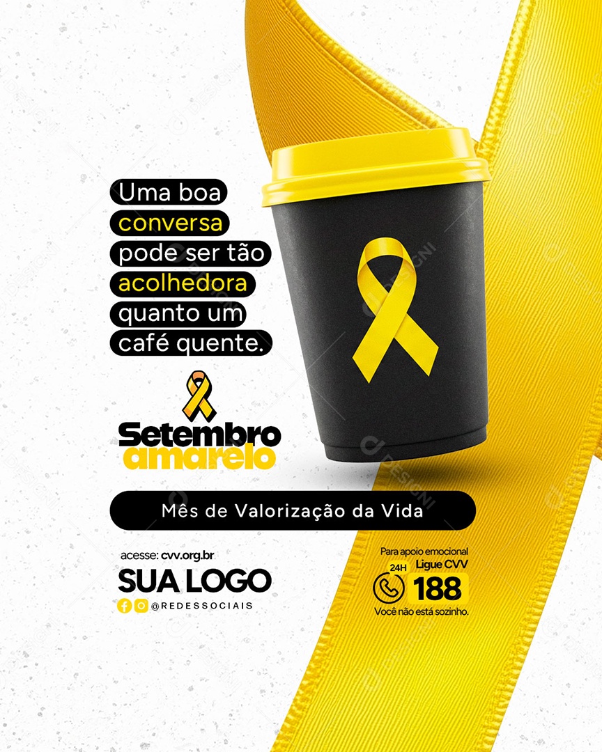 Setembro Amarelo Mês de Prevenção ao Suicídio Social Media PSD Editável
