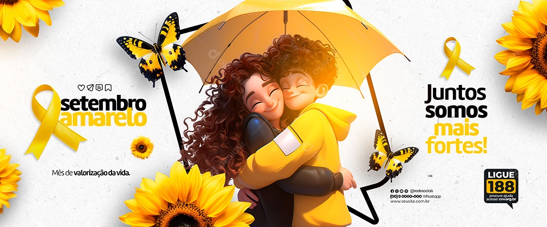 Carrossel Setembro Amarelo Mês de Prevenção ao Suicídio Social Media PSD Editável