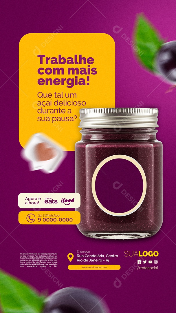 Story Açaiteria Trabalhe com Mais Energia Social Media PSD Editável