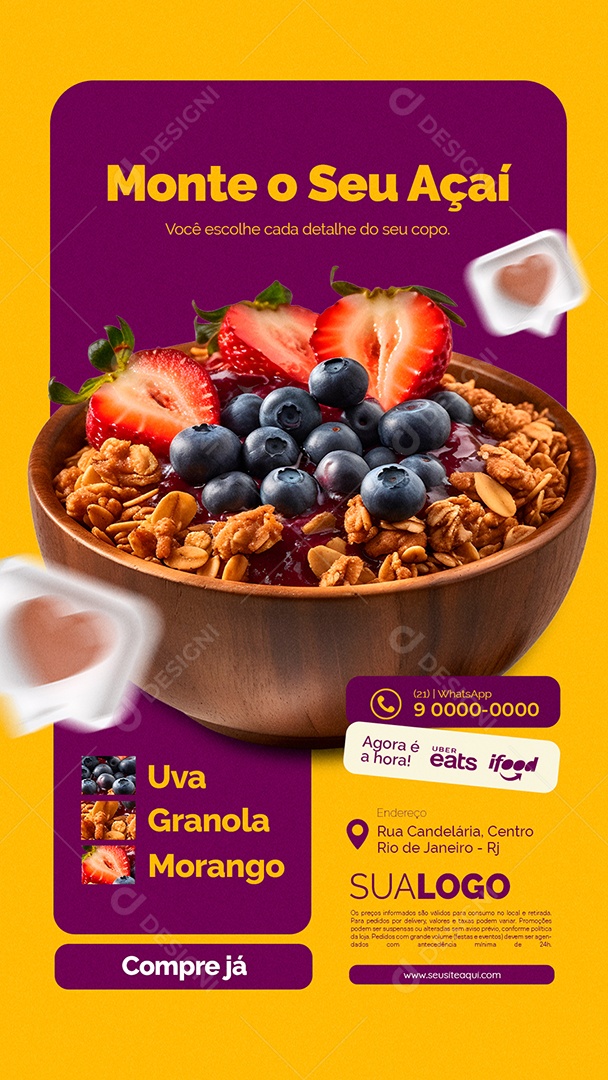 Story Açaiteria Monte o Seu Açaí Social Media PSD Editável