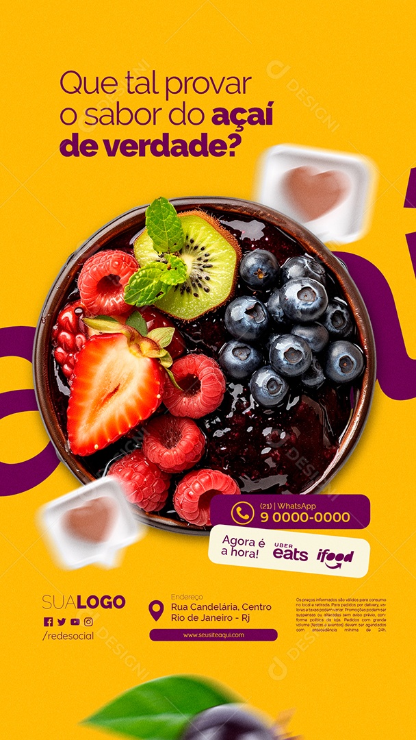 Story Açaiteria Que Tal Provar o Sabor do Açaí de Verdade Social Media PSD Editável