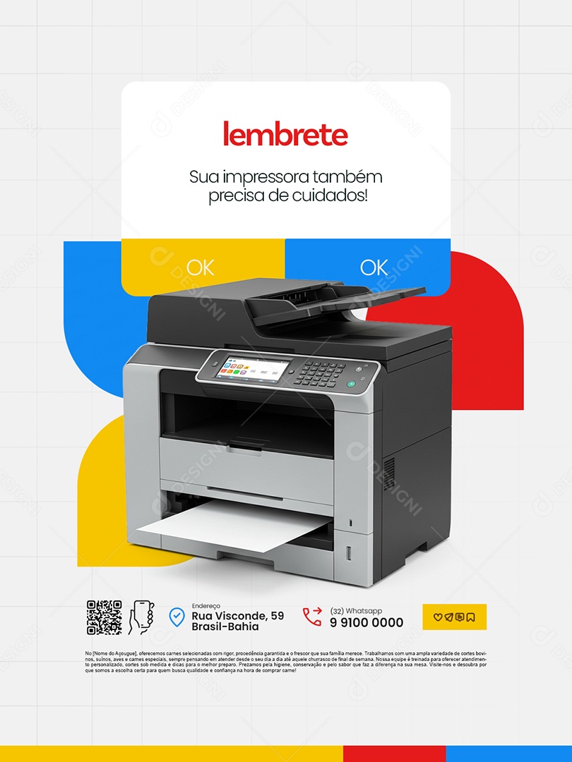 Insumos Impressoras Lembrete Sua Impressora Também Precisa de Cuidados Social Media PSD Editável