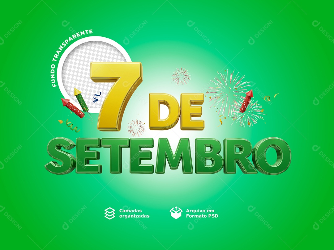 Elemento 3D 7 de Setembro para Compsição PSD Editável