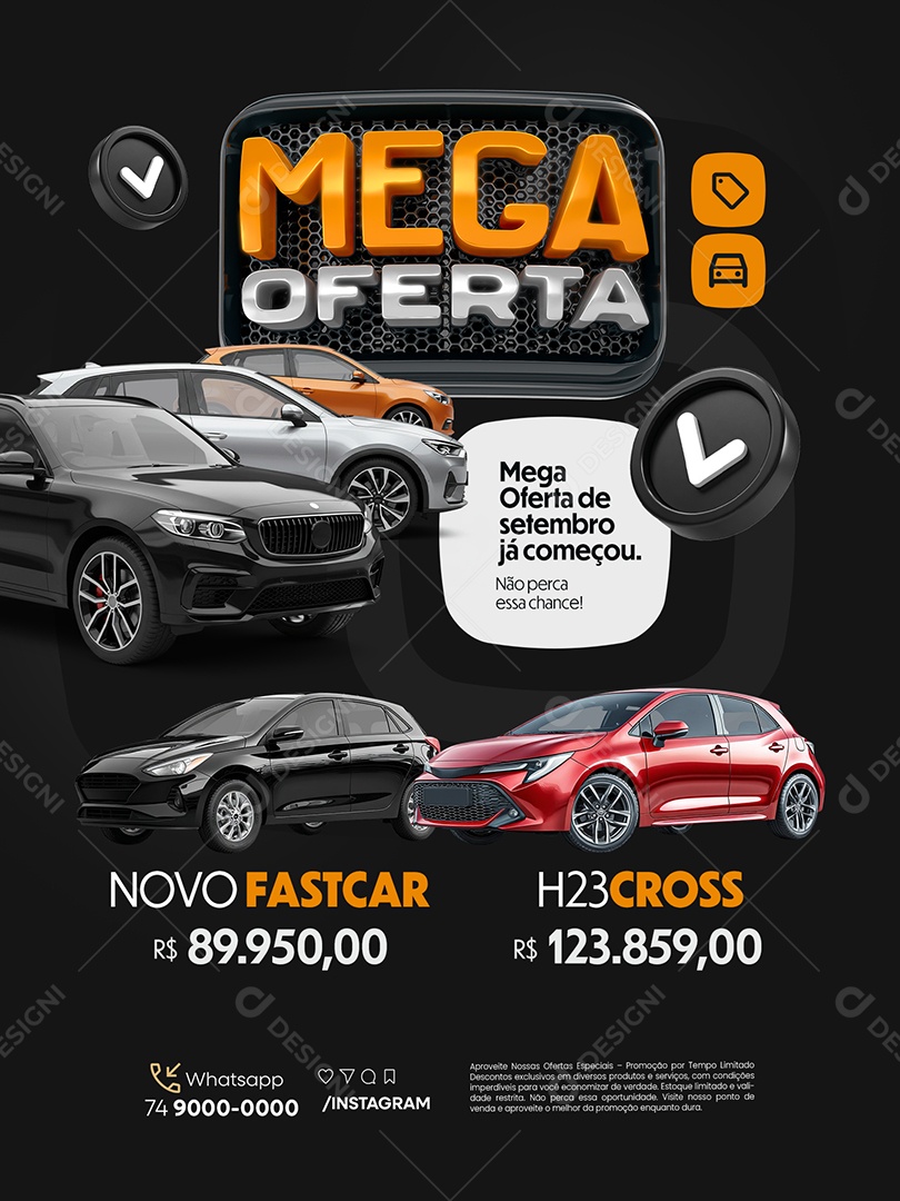Mega Oferta Concessionária Encarte Novo Fastcar Social Media PSD Editável