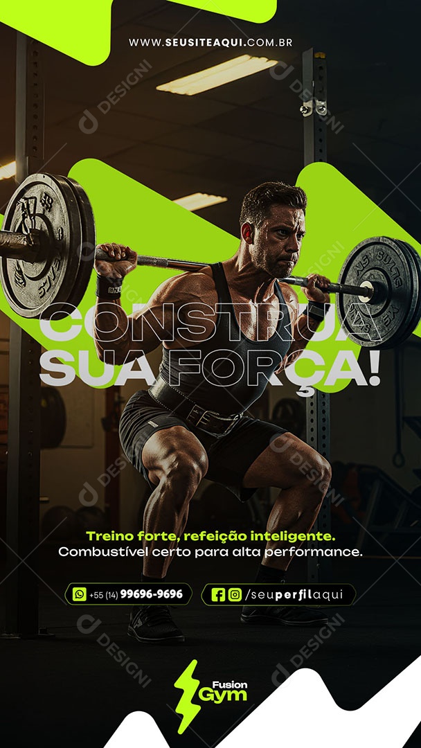 Story Academia Treino Forte Social Media PSD Editável