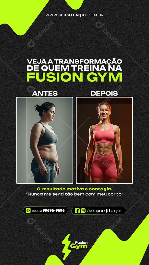 Story Academia Fusion Gym Social Media PSD Editável