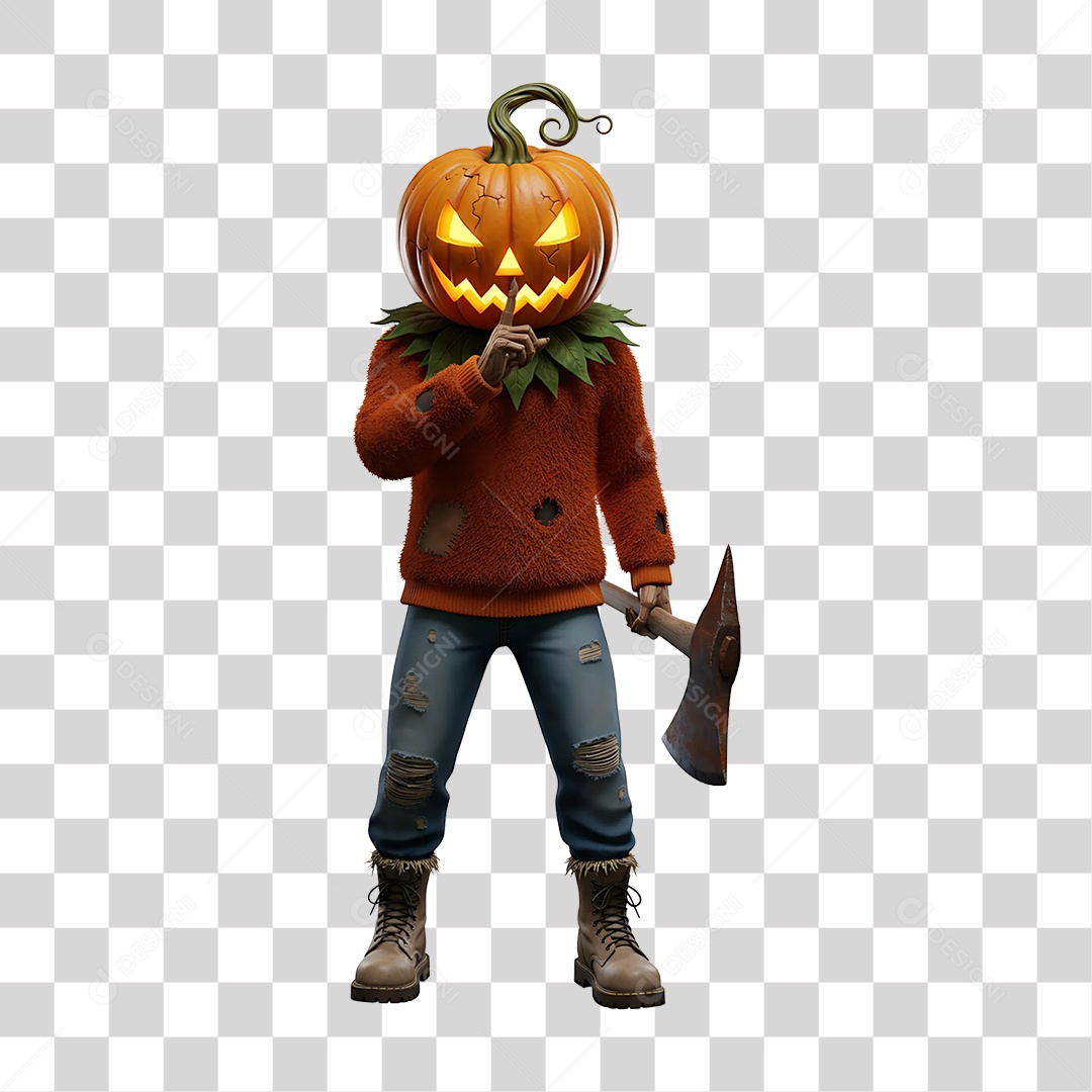 Cabeça de Abóbora Halloween Espantalho PNG Transparente