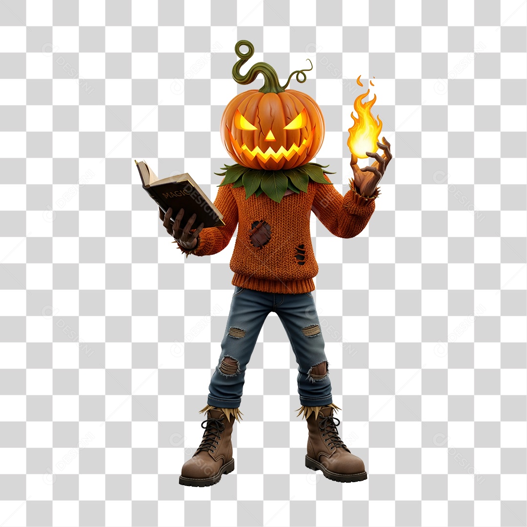 Cabeça de Abóbora Halloween Espantalho PNG Transparente
