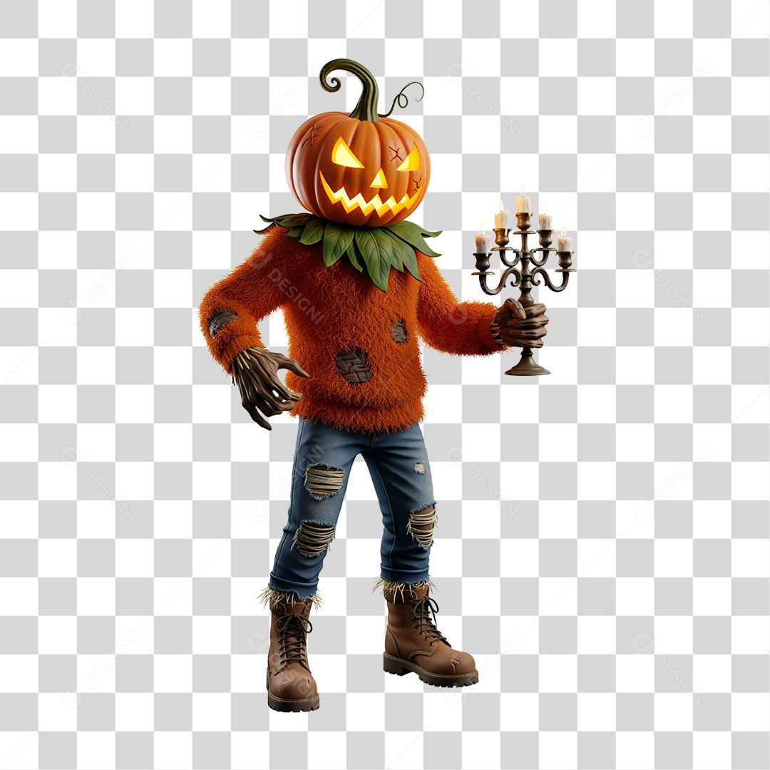 Cabeça de Abóbora Halloween Espantalho PNG Transparente