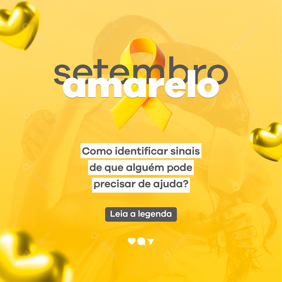 Setembro Amarelo Mês de Combate e Prevenção ao Suicídio como Indentificar Social Media PSD Editável