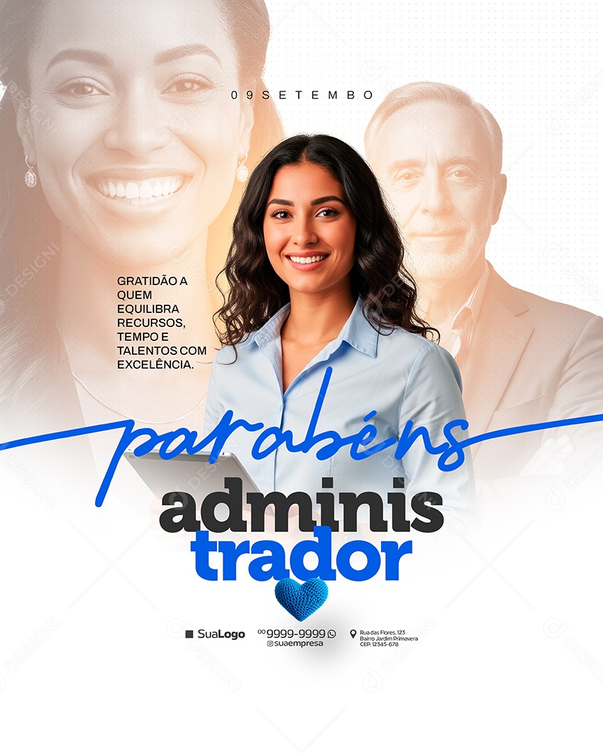Dia do Administrador 09 de Setembro Parabéns Social Media PSD Editável