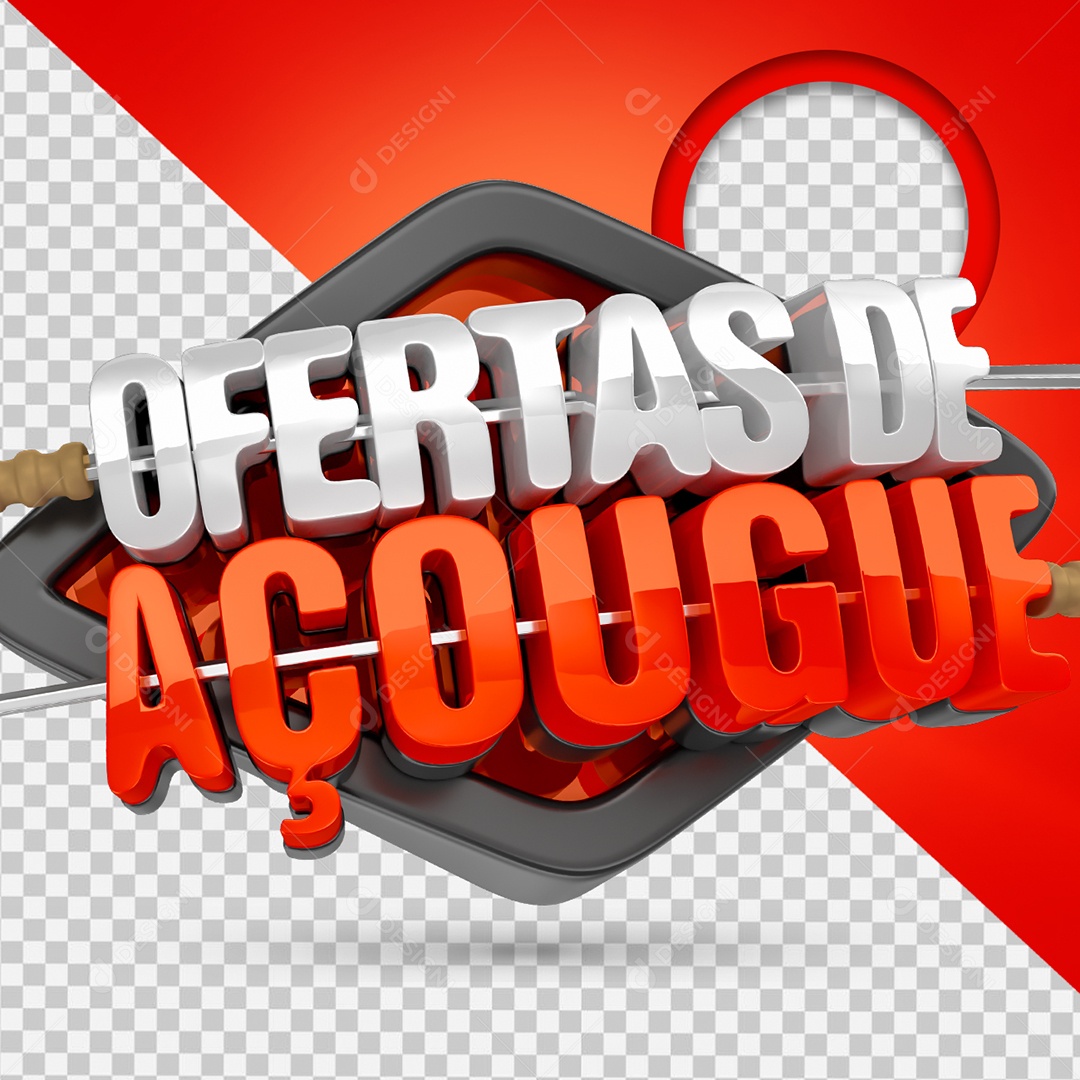 Ofertas de Açougue Selo 3D para Composição PSD