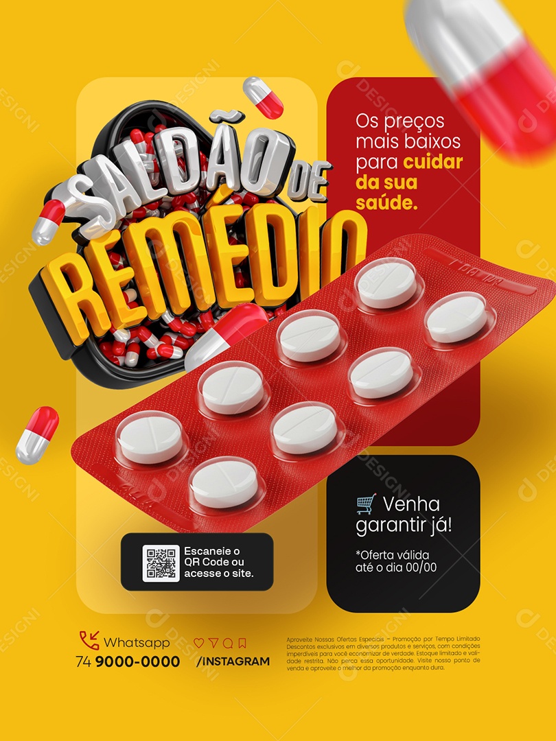 Saldão de Remédio Farmácia Os Preços Mais Baixos Social Media PSD Editável