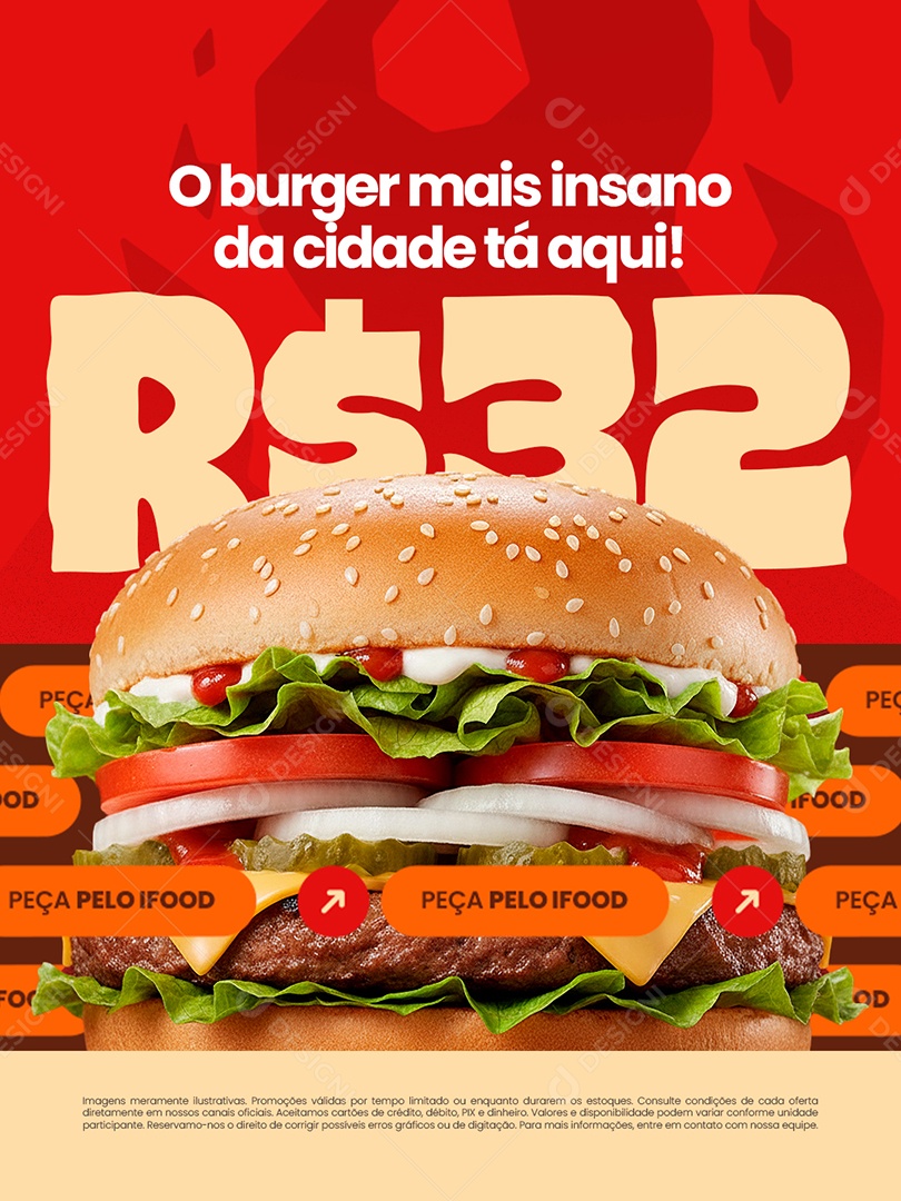 Hamburgueria O Burger Mais Isano da Cidade Tá Aqui Social Media PSD Editável