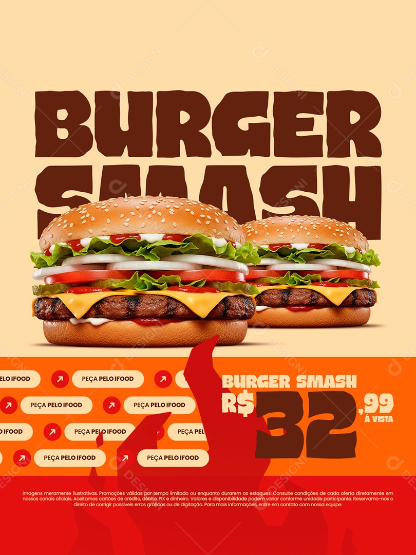 Hamburgueria Burger Smash Peça Pelo Ifood Social Media PSD Editável