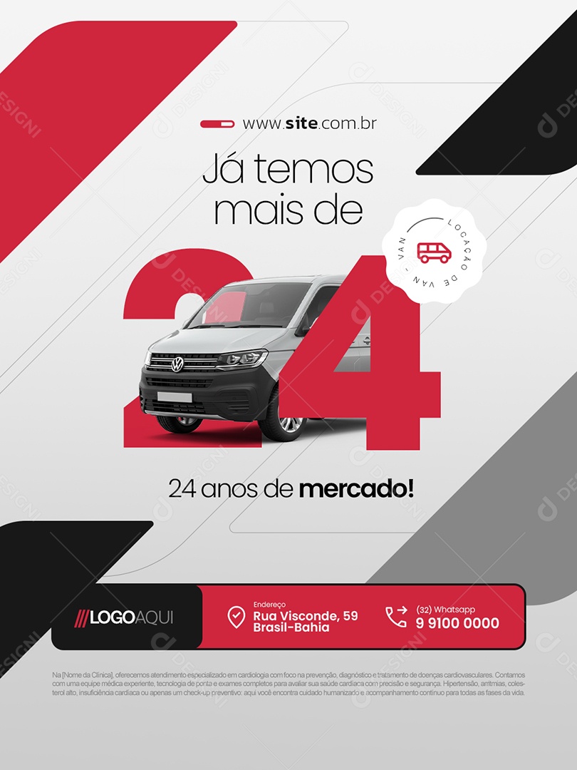 Locação de Vans Já Temos Mais de 24 Anos de Mercado Social Media PSD Editável