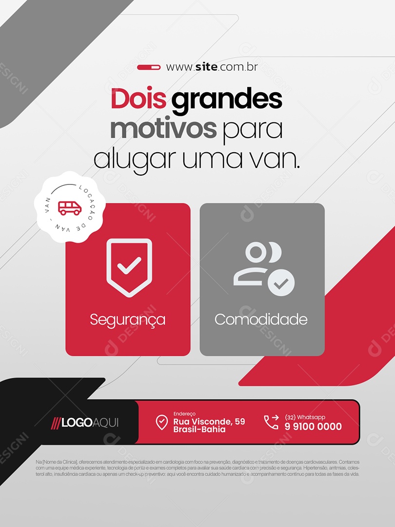 Locação de Vans Dois Grandes Motivos para Alugar uma Van Social Media PSD Editável