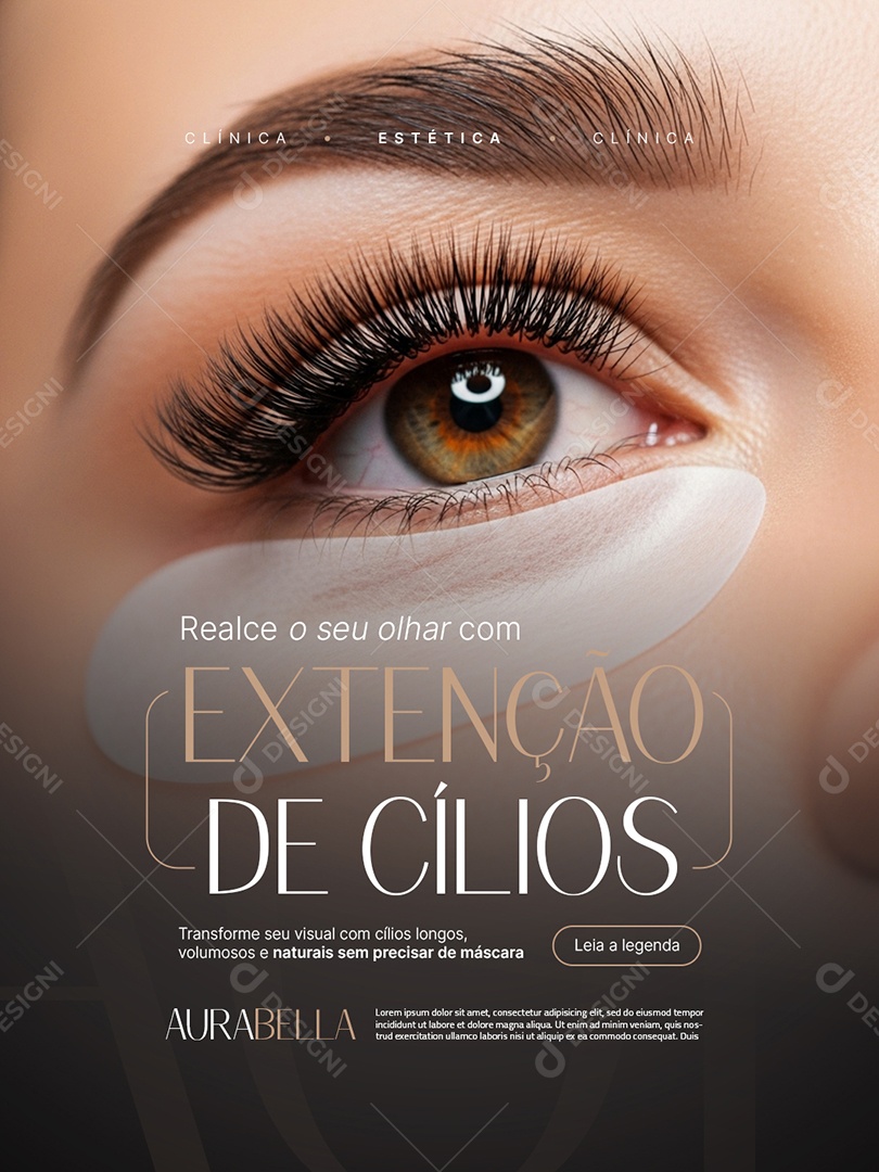 Clínica Estética Realce o Seu Olhar com Extenção de Cílios Social Media PSD Editável
