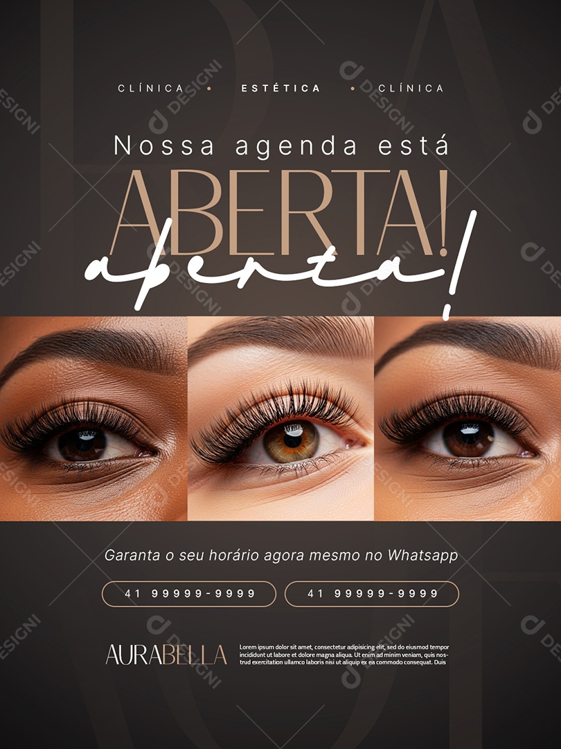 Clínica Estética Nossa Agenda Está Aberta Garanta o Seu Horário Social Media PSD Editável