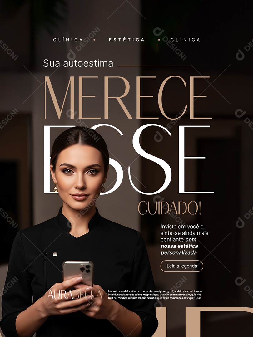 Clínica Estética Sua Autoestima Merece Esse Cuidado Social Media PSD Editável