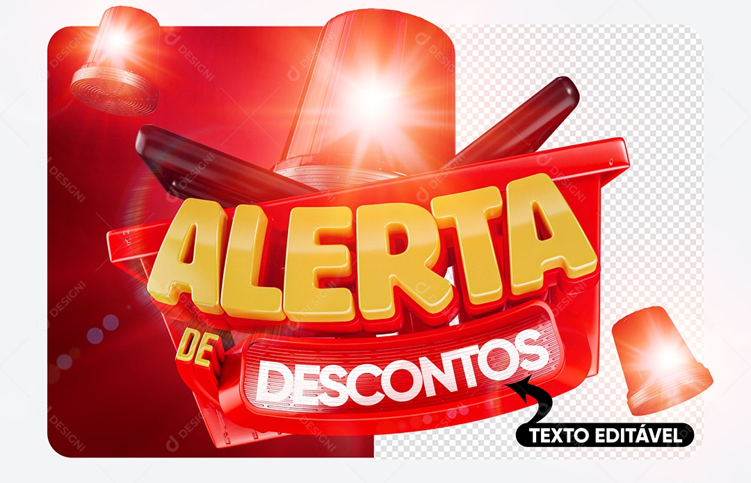 Selo 3D Alerta de Descontos Para Composição PSD
