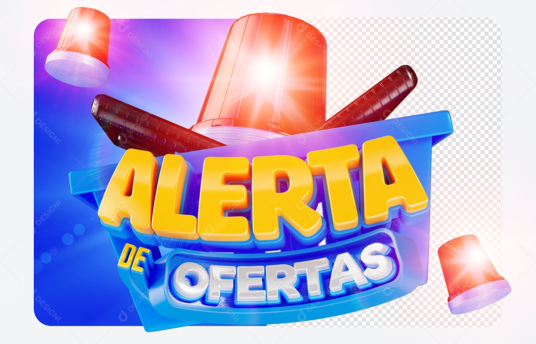 Selo 3D Alerta de Ofertas Para Composição PSD