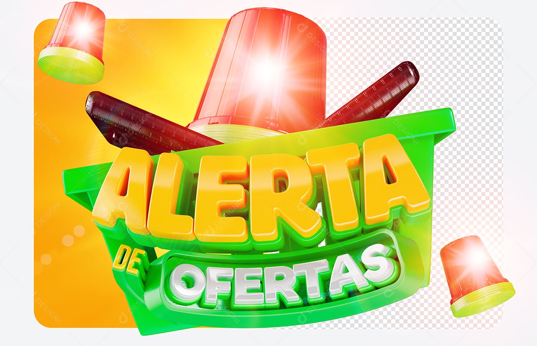 Selo 3D Alerta de Ofertas Para Composição PSD