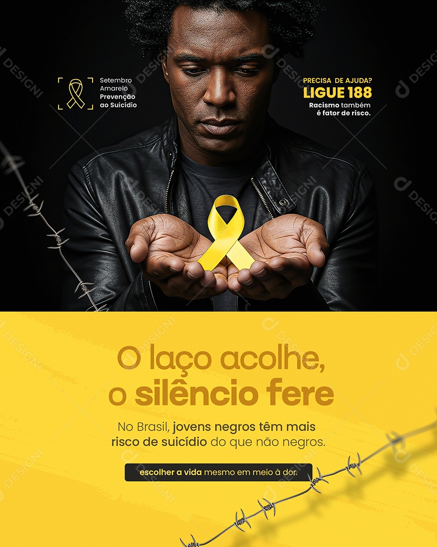 Setembro Amarelo O Laço Acolhe O Silêncio Fere Social Media PSD Editável