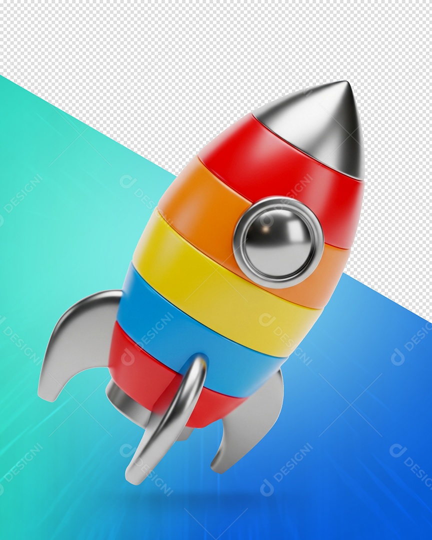 Story Foguete Dia das Crianças Elemento 3D para Composição PSD