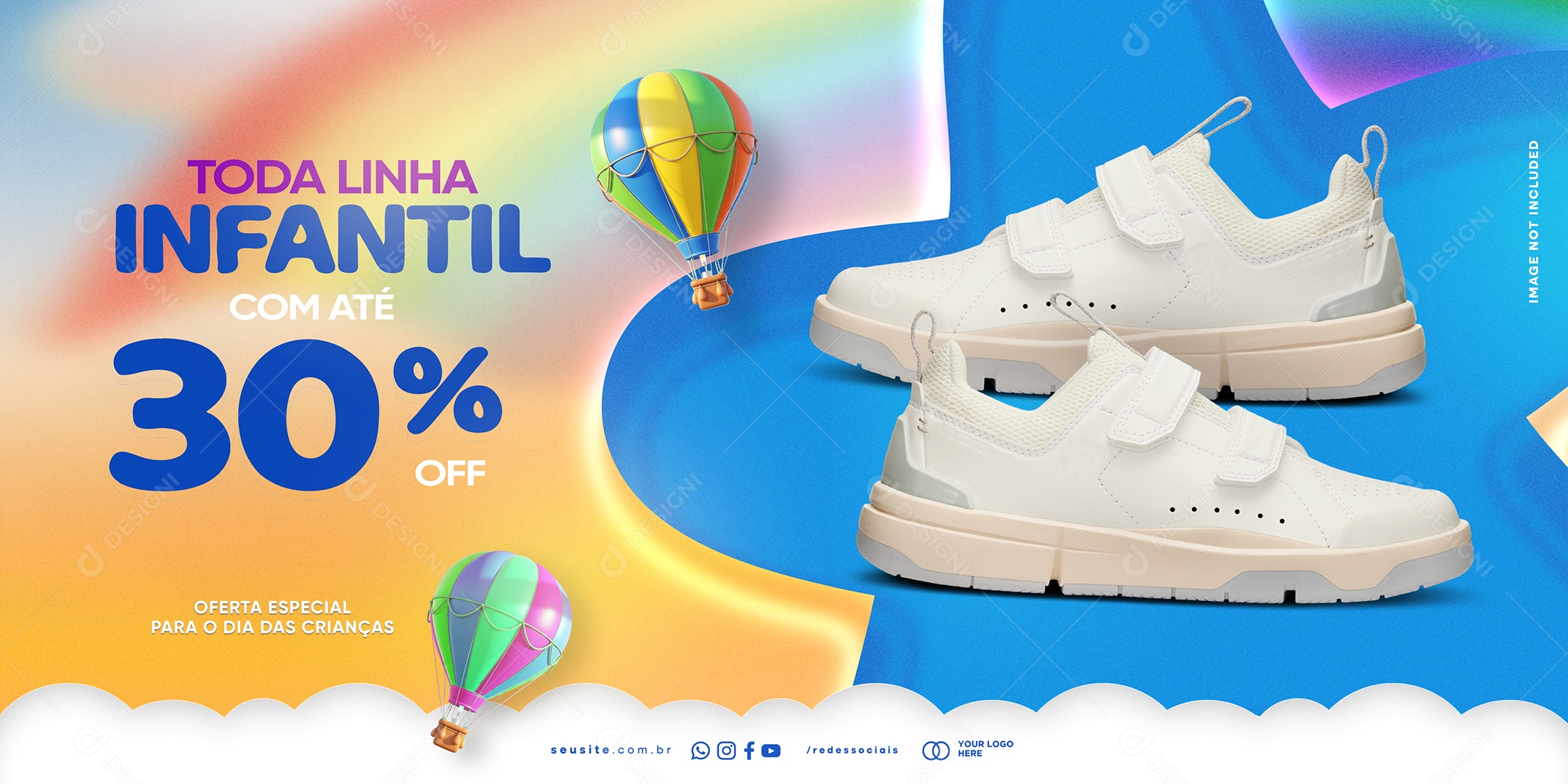 StoryLoja de Tênis Dia das Crianças Toda Linha Infantil com Até 30% Off Social Media PSD Editável