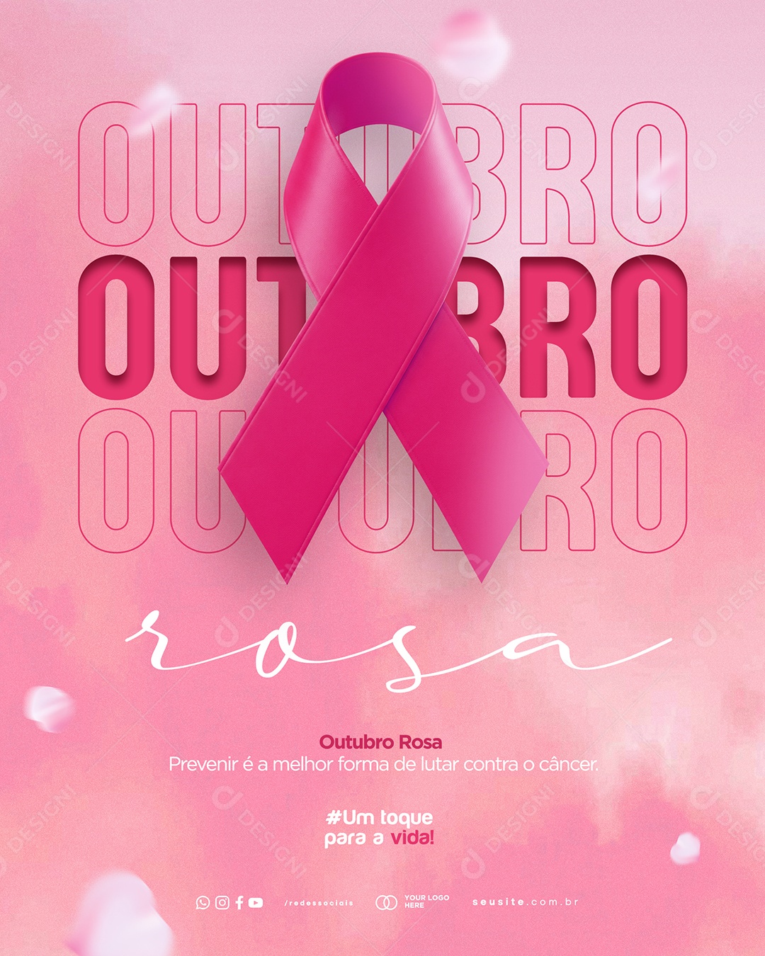 Outubro Rosa Previnir É A Melhor Forma De Luatr Contra O Câncer Social Media PSD Editável