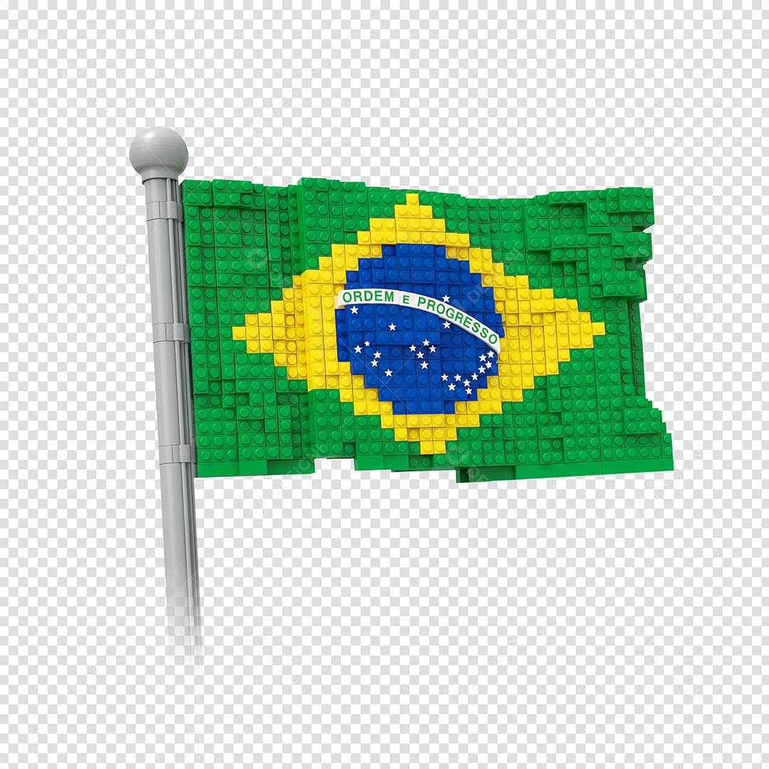 Elemento 3D  Bandeira do Brasil Para Composição PSD