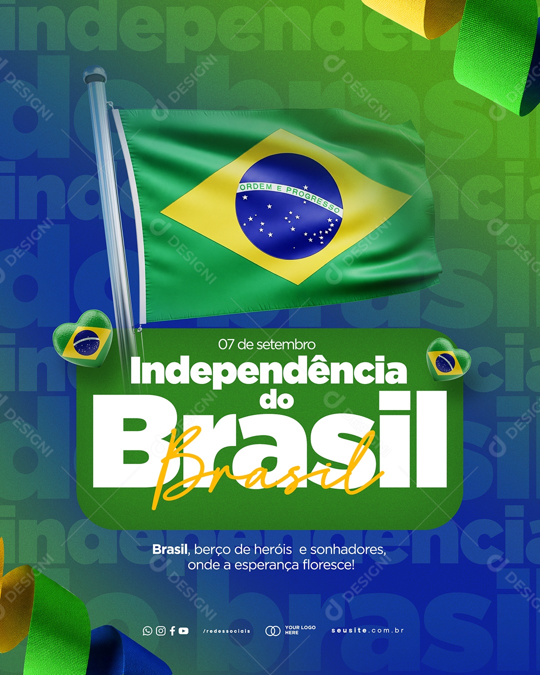 Dia da Independência do Brasil 7 de Setembro Social Media PSD Editável