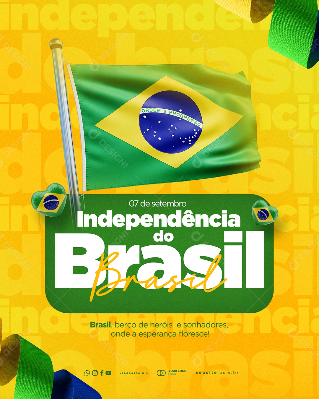 Dia da Independência do Brasil 7 de Setembro Social Media PSD Editável