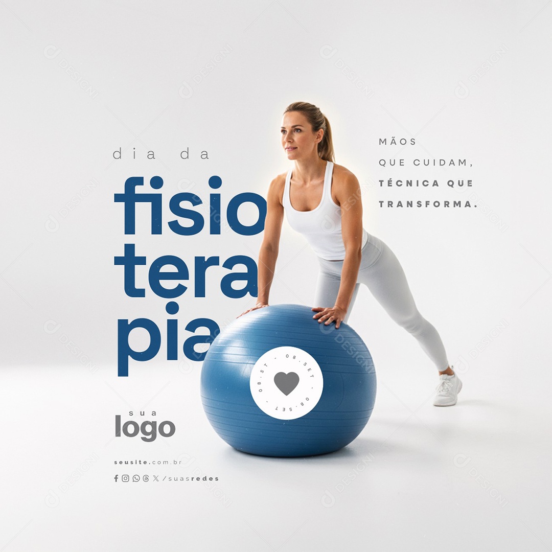 Dia da Fisioterapia 08 de Setembro Mãos Que Cuidam Social Media PSD Editável