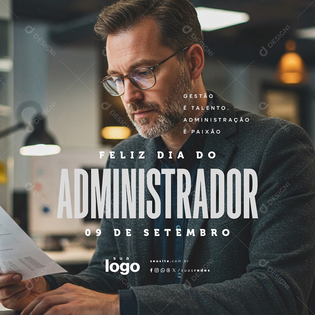 Feliz Dia do Administrador 09 de Setembro Gestão é Talento Social Media PSD Editável