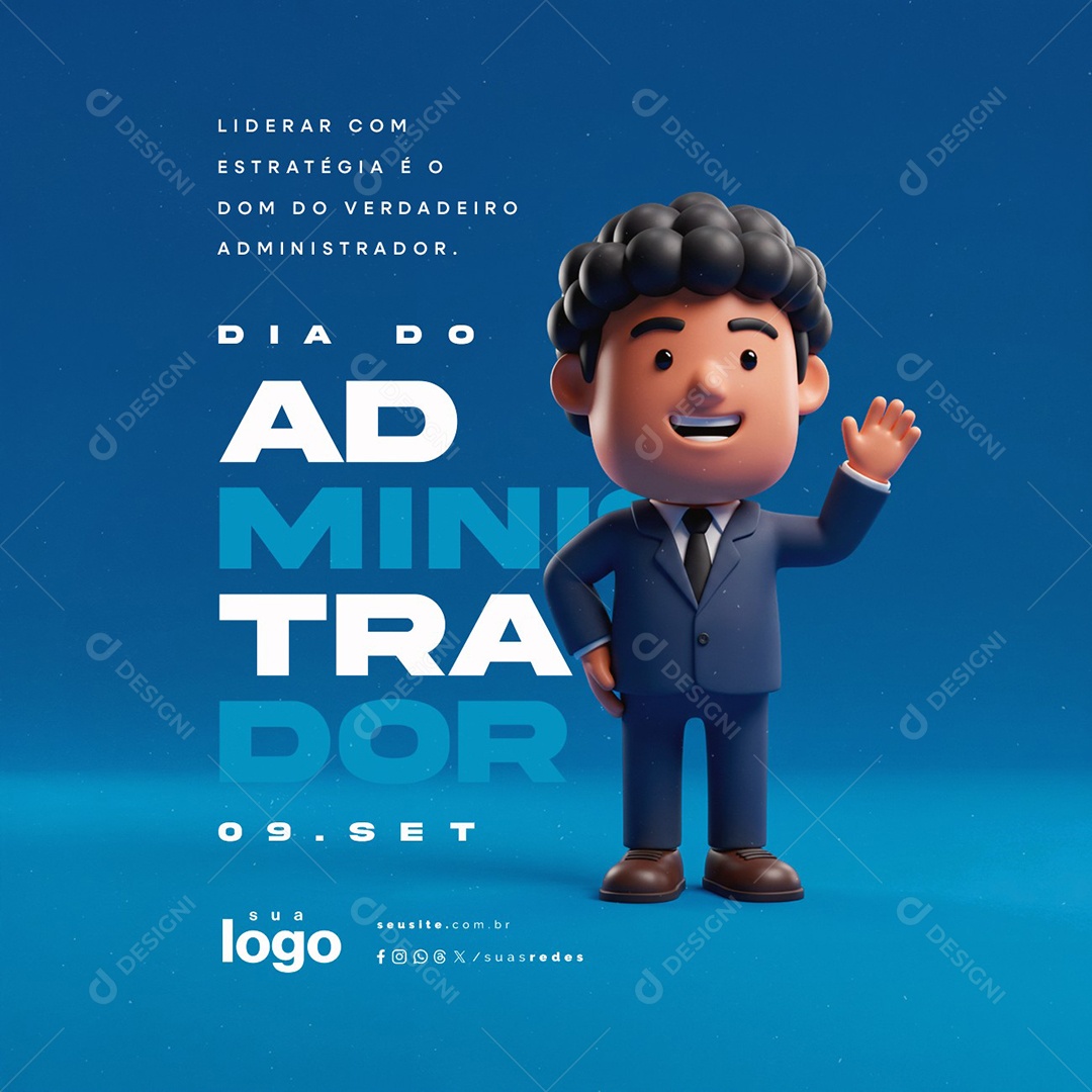 Dia do Administrador 09 de Setembro Lidera com Estratégia Social Media PSD Editável