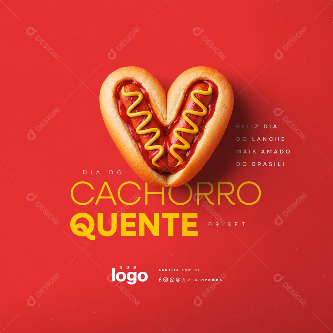 Dia do Cachorro Quente 09 de Setembro Feliz Dia do Lanche Mais Amado do Brasil Social Media PSD Editável