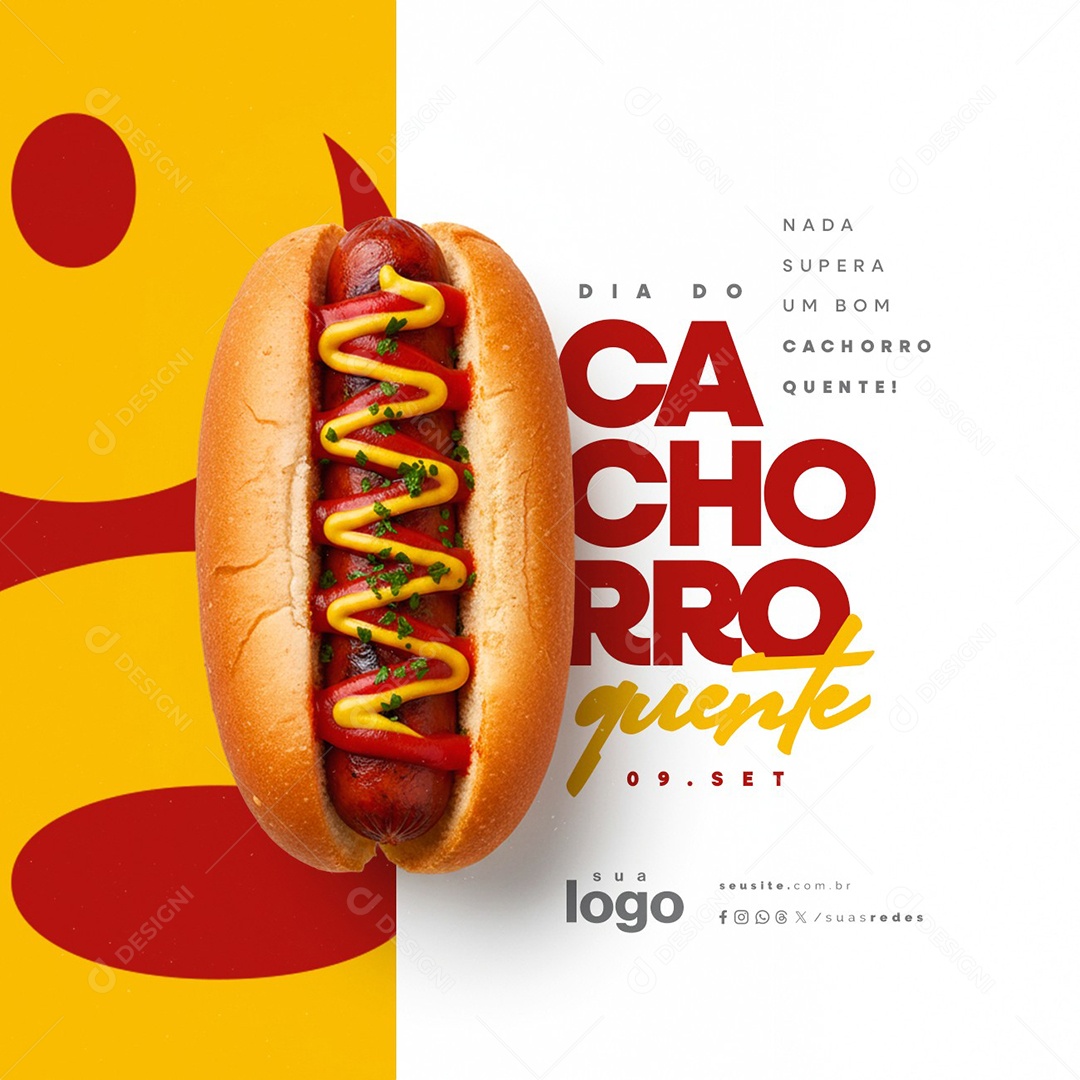 Dia do Cachorro Quente 09 de Setembro Social Media PSD Editável