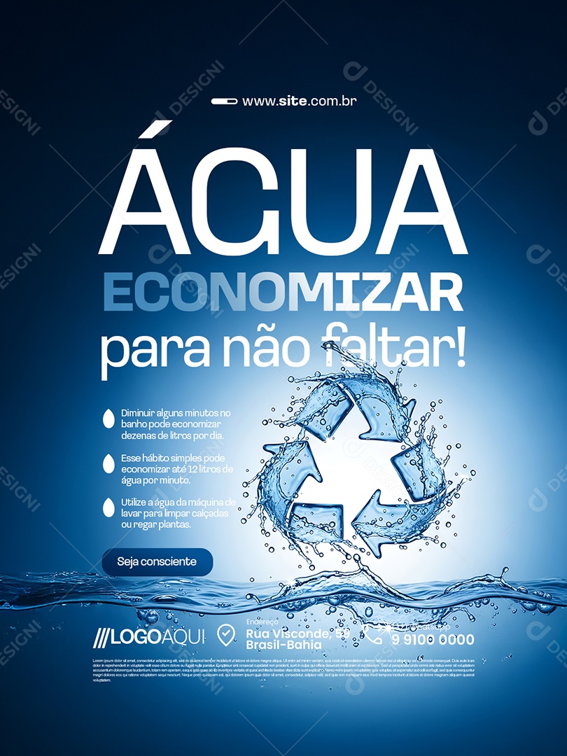Concessionária de Água Economizar para Não Faltar Social Media PSD Editável