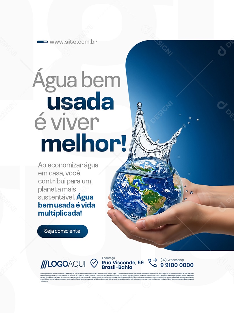Concessionária de Água Bem Usada é Viver Melhor Social Media PSD Editável