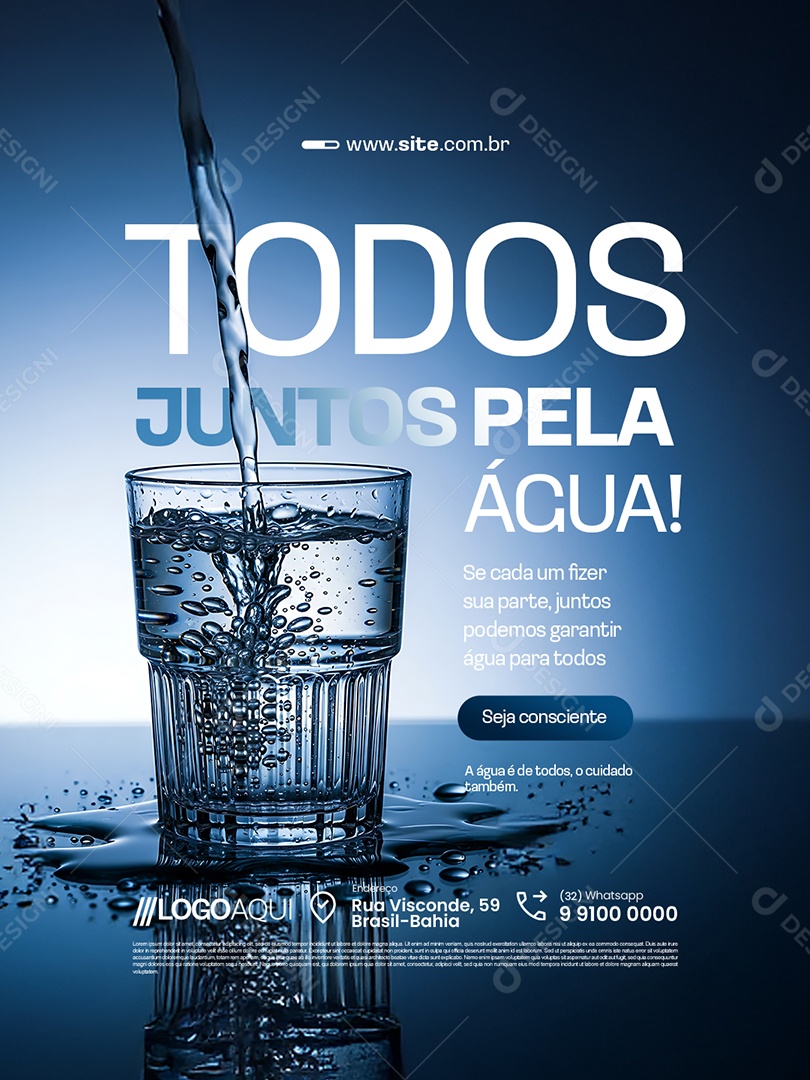 Concessionária de Água Todos Juntos Pela Água Social Media PSD Editável