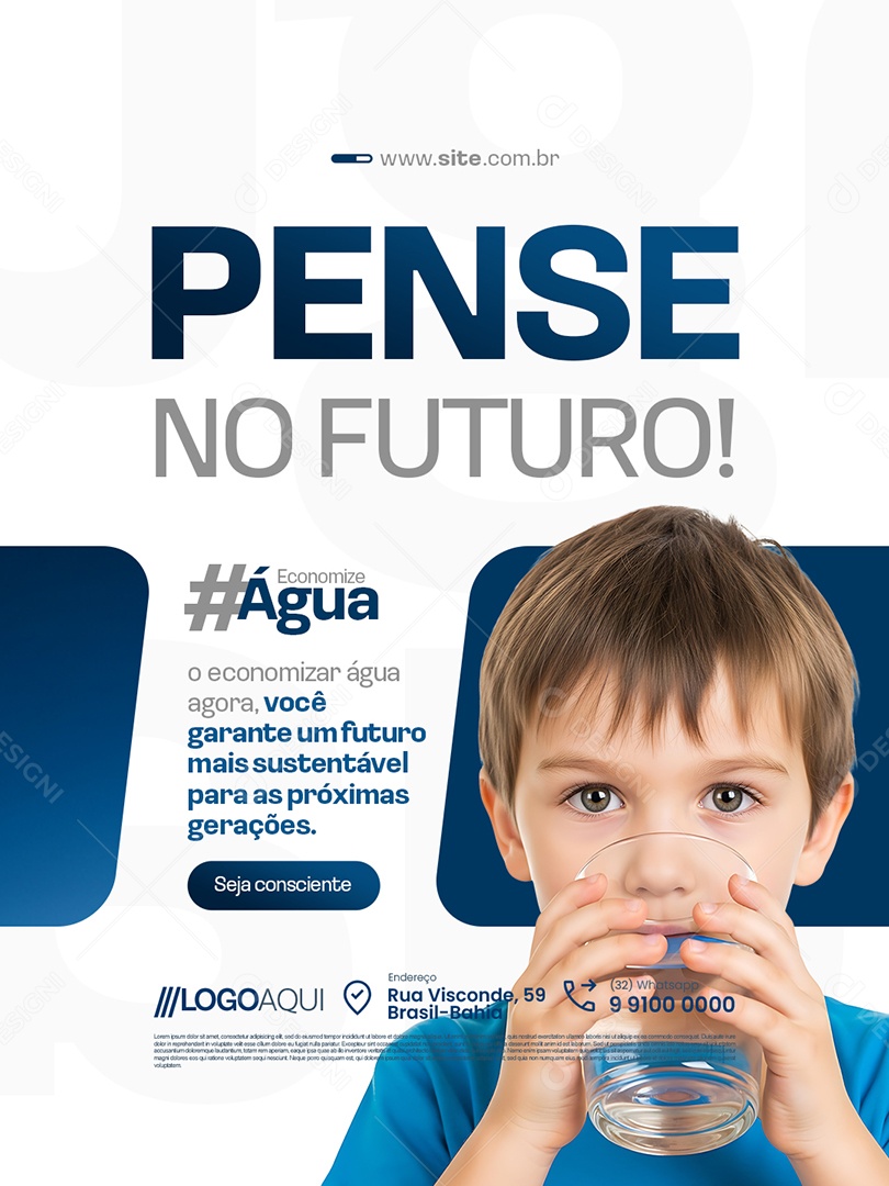 Concessionária de Água Pense no Futuro Economize Água Social Media PSD Editável