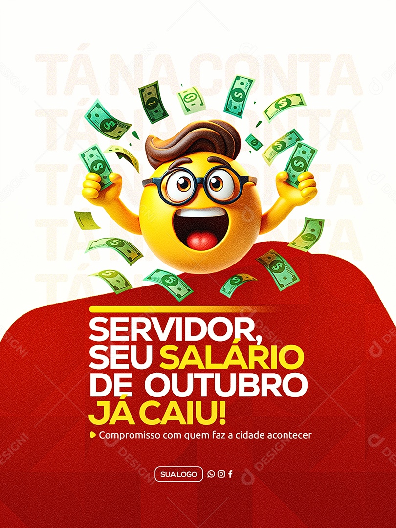 Servidor Seu Salario de Outubro Social Media PSD Editável