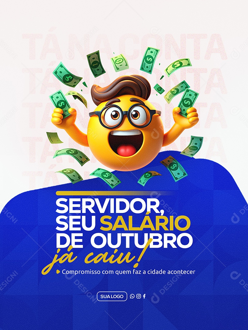 Servidor Seu Salario de Outubro Social Media PSD Editável