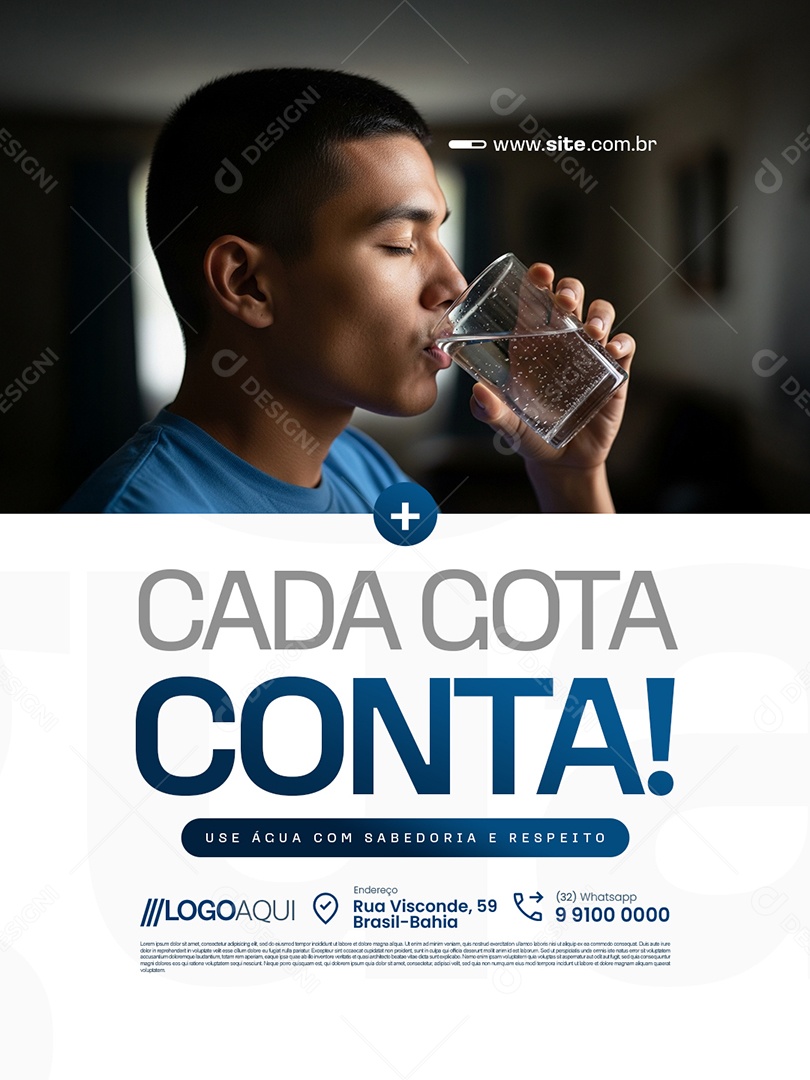 Concessionária de Água Cada Gota Conta Social Media PSD Editável