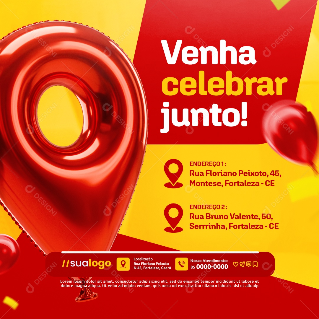 Promoção de Aniversário Supermercado Venha Celebrar Junto Social Media PSD Editável