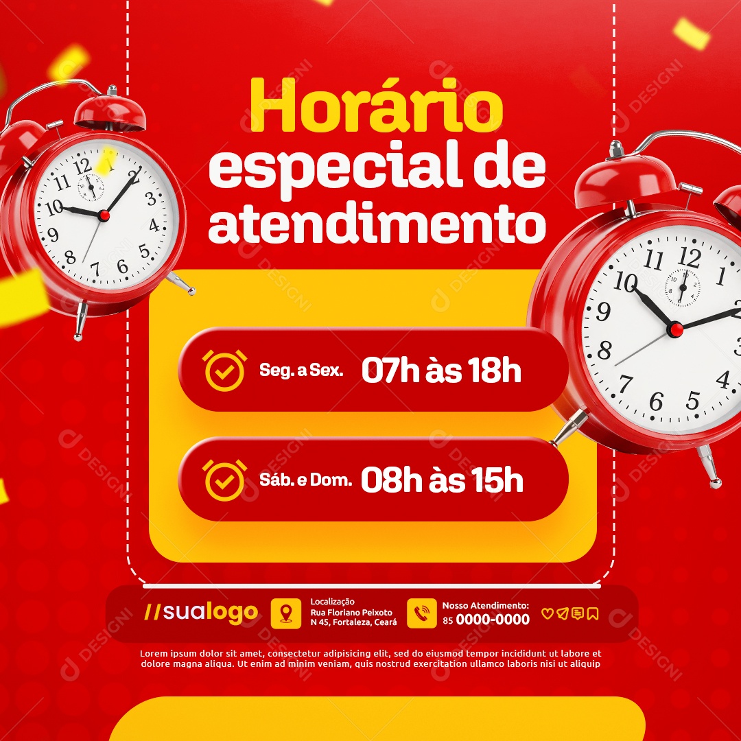 Promoção de Aniversário Supermercado Horário Especial de Atendimento Social Media PSD Editável