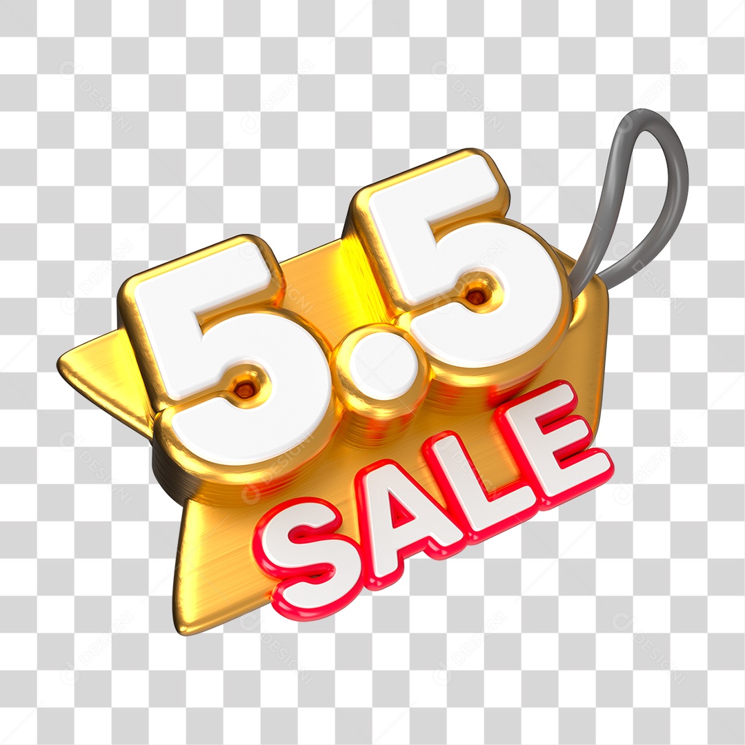 Elemento 3D Promoção Data 5.5 para Composição PNG Transparente